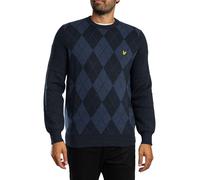 Cotton Merino Argyle Jumper Dark Navy/Mid Navy Marl S