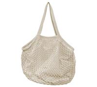 Cotton Mesh Bag, Large Capacity Reusable Tote Bag | Cotton Stretch Shopping Shoulder Bag with Lining, Washable Mesh Organizer for Fruits from Comest Market Travel, beige, Consulte la descripción, See