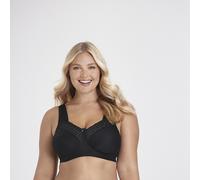 Miss Mary of Sweden - Broderie Anglaise, Non Wired Bras for Women, Everyday Bras, Comfortable Cotton, Supportive Full Coverage 42DD Black