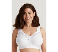 Miss Mary of Sweden - Broderie Anglaise, Non Wired Bras for Women, Everyday Bras, Comfortable Cotton, Supportive Full Coverage 46E White