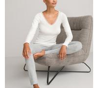 Cotton Mix Thermal T-Shirt, Made in France Ecru