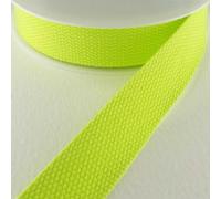 Cotton Mix Webbing 25mm Wide Bag Strap Handle Lanyard Fabric Belt 34 Colour 771D, 072C Fluorescent Yellow Neon, 2 Metres
