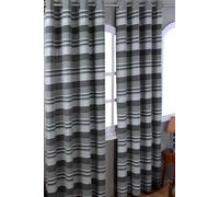 Cotton Morocco Striped Curtain Pair Homescapes Grey 167cm width x 183cm drop