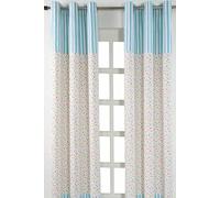 Cotton Multi Stars Ready Made Eyelet Curtain Pair Homescapes Blue 140cm width x 183cm drop