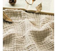 Cotton Muslin Baby Blanket Set - 99.9% Soft Cotton Musy Squares for Boys and Girls, Perfect for Newborn & Infant, Includes 2 Small Towels (Red 200x230CM & Beige 150x200CM)