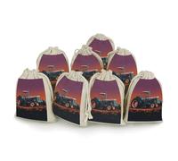 Cotton Muslin Bag 8 Pack Drawstring Gift Bags Reusable Aesthetic Tractor Gift Pouches for Party Favors Jewelry Spice Sachet Birthday Party Bridal Shower Wedding Home Storage 5 X 7 Inch