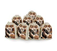 Cotton Muslin Bag 8 Pack Drawstring Gift Bags Reusable Aztec Ethnic Tribal Cow Gift Pouches for Party Favors Jewelry Spice Sachet Birthday Party Bridal Shower Wedding Home Storage 5 X 7 Inch