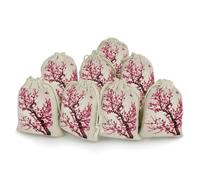 Cotton Muslin Bag 8 Pack Drawstring Gift Bags Reusable Blooming Cherry Tree Gift Pouches for Party Favors Jewelry Spice Sachet Birthday Party Bridal Shower Wedding Home Storage 5 X 7 Inch