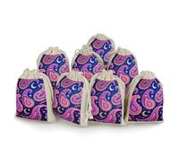 Cotton Muslin Bag 8 Pack Drawstring Gift Bags Reusable Boho Paisley Printed Gift Pouches for Party Favors Jewelry Spice Sachet Birthday Party Bridal Shower Wedding Home Storage 5 X 7 Inch