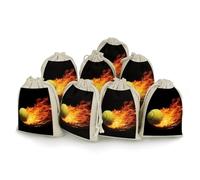 Cotton Muslin Bag 8 Pack Drawstring Gift Bags Reusable Burning Tennis Pictures Gift Pouches for Party Favors Jewelry Spice Sachet Birthday Party Bridal Shower Wedding Home Storage 5 X 7 Inch
