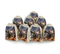 Cotton Muslin Bag 8 Pack Drawstring Gift Bags Reusable Guan Yu Rides A Motorcycle Gift Pouches for Party Favors Jewelry Spice Sachet Birthday Party Bridal Shower Wedding Home Storage 5 X 7 Inch