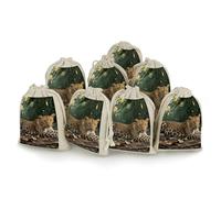 Cotton Muslin Bag 8 Pack Drawstring Gift Bags Reusable Jungle Leopard Gift Pouches for Party Favors Jewelry Spice Sachet Birthday Party Bridal Shower Wedding Home Storage 5 X 7 Inch