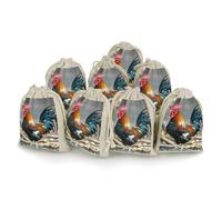 Cotton Muslin Bag 8 Pack Drawstring Gift Bags Reusable Old Rooster Illustration Gift Pouches for Party Favors Jewelry Spice Sachet Birthday Party Bridal Shower Wedding Home Storage 5 X 7 Inch