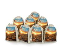 Cotton Muslin Bag 8 Pack Drawstring Gift Bags Reusable Saguaros at Sunset Gift Pouches for Party Favors Jewelry Spice Sachet Birthday Party Bridal Shower Wedding Home Storage 5 X 7 Inch