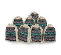 Cotton Muslin Bag 8 Pack Drawstring Gift Bags Reusable Unique Aztec Pattern Gift Pouches for Party Favors Jewelry Spice Sachet Birthday Party Bridal Shower Wedding Home Storage 5 X 7 Inch