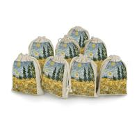 Cotton Muslin Bag 8 Pack Drawstring Gift Bags Reusable Wheat Fields And Cypress Trees Gift Pouches for Party Favors Jewelry Spice Sachet Birthday Party Bridal Shower Wedding Home Storage 5 X 7 Inch