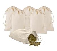 Cotton Muslin Bags, 6 PCS White Drawstring Gift Bags, Reusable Filter Bag, Cotton String Bags Breathable Pouches Mesh Bags for Wedding Party Festival 26 x 31 cm Off White