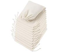 Cotton Muslin Bags with Drawstring | Organic, Natural, Unbleached Totes | Home, Storage, Travel Use | Multiple Small, Medium, and Large Sizes (20x25cm/8x10" - 12 pack, White)