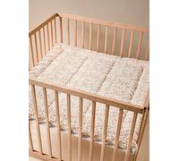 Cotton Muslin Floor Mattress / Play Mat with Floral Print printed white