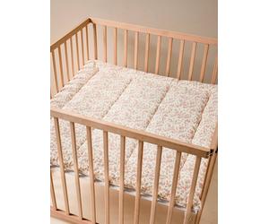 Cotton Muslin Floor Mattress / Play Mat with Floral Print printed white