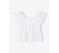 Cotton muslin ruffled blouse ecru