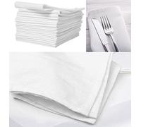 COTTON NAPKINS WHITE HANDMADE TABLE COCKTAIL DINNER LINEN - 50cm x 50cm - Set of 10 - Hotel, Home, Weddings, Restaurant & Event Quality.