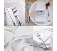 COTTON NAPKINS WHITE HANDMADE TABLE COCKTAIL DINNER LINEN - 50cm x 50cm - Set of 10 - Oversized Heavy Weight Cloth Napkin. Hotel, Home, Weddings, Restaurant & Event Quality.