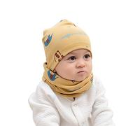 Cotton Newborn Baby Winter Hat and Scarf Set for 0-5 Months Years Newborn Baby Beanie Hat Kids Tube Cotton Loop Scarfs Yellow