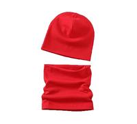 Cotton Newborn Baby Winter Hat and Scarf Set for 0-5 Months Years Newborn Baby Beanie Hat Kids Tube Cotton Loop Scarfs Red
