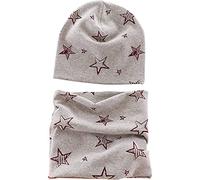 Cotton Newborn Baby Winter Hat and Scarf Set for 1-7 Years Newborn Baby Beanie Hat Kids Tube Cotton Loop Scarfs Grey