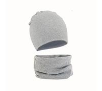 Cotton Newborn Baby Winter Hat and Scarf Set for 1-7 Years Newborn Baby Beanie Hat Kids Tube Cotton Loop Scarfs Light Grey