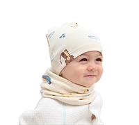 Cotton Newborn Baby Winter Hat and Scarf Set for 1-7 Years Newborn Baby Beanie Hat Kids Tube Cotton Loop Scarfs White