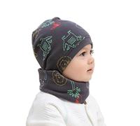 Cotton Newborn Baby Winter Hat and Scarf Set for 1-7 Years Newborn Baby Beanie Hat Kids Tube Cotton Loop Scarfs Blue