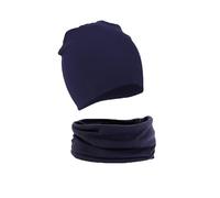 Cotton Newborn Baby Winter Hat and Scarf Set for 1-7 Years Newborn Baby Beanie Hat Kids Tube Cotton Loop Scarfs Dark Blue