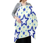 Cotton Nursing Cover Blue Stars Dot Yellow