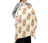 Cotton Nursing Cover for Baby Breastfeeding Cute Capybaras on Cream