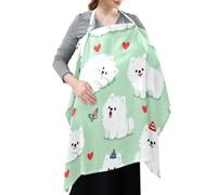 Cotton Nursing Cover for Baby Breastfeeding Cute White Samoyed Dog
