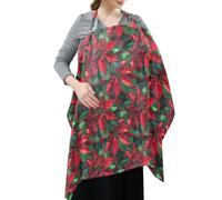 Cotton Nursing Cover for Baby Breastfeeding Red-Green Maple Leaf