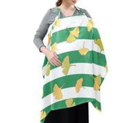 Cotton Nursing Cover Green White Striped Ginkgo Biloba Leaf