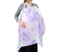 Cotton Nursing Cover Magical Purple Unicorns Stars