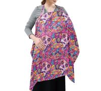Cotton Nursing Cover Mexican of The Dead Colorful Skull Flowers