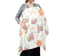 Cotton Nursing Cover Orange Sunflower Busy Bees | Mothers Nursing Apron with Arch Neckline Multi-use Carseat Canopy
