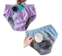 Cotton Older Women Incontinence Underwear Leakproof Panties Cloth Diaper Washable Seniors Middle-Aged Elderly Ladies Waterproof Briefs(Purple Blue,XL)