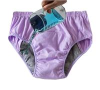 Cotton Older Women Incontinence Underwear Leakproof Panties Cloth Diaper Washable Seniors Middle-Aged Elderly Ladies Waterproof Briefs(Purple,XXL)