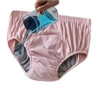 Cotton Older Women Incontinence Underwear Leakproof Panties Cloth Diaper Washable Seniors Middle-Aged Elderly Ladies Waterproof Briefs(Pink,XL)