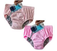Cotton Older Women Incontinence Underwear Leakproof Panties Cloth Diaper Washable Seniors Middle-Aged Elderly Ladies Waterproof Briefs(Rose Pink,3XL)