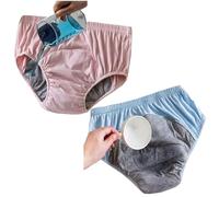 Cotton Older Women Incontinence Underwear Leakproof Panties Cloth Diaper Washable Seniors Middle-Aged Elderly Ladies Waterproof Briefs(Pink Blue,XXL)