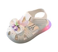 Cotton on Baby Flat Comfortable Soft Sandals Soft Sole Toddler Shoes Baotou Princess Light Shoes (Beige, 5 Toddler)