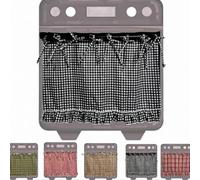 Cotton Oven Curtain Handcrafted with Ribbon Ties Rustic Kitchen Decor for Range Apron Stove Cover 30x21.5(Black and White)