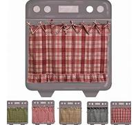 Cotton Oven Curtain with Ribbons Rustic Stove Cover for Dishwasher Washing Machine - Handcrafted Apron Skirt 30x21.5 Inch(Pink)
